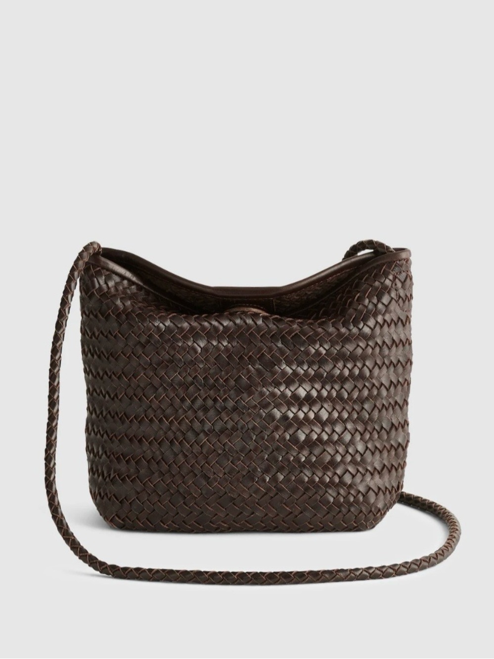 Madewell Signature Woven Leather Crossbody in Dark Chocolate Brown - Picture 1 of 4
